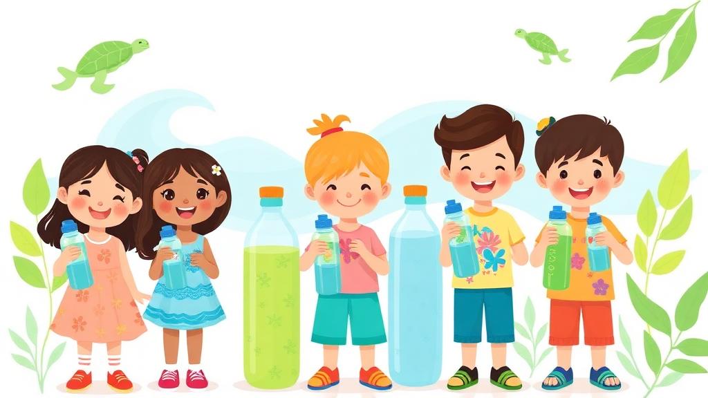 Children holding reusable water bottles